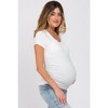 PinkBlush White Basic Short Sleeve Maternity Fitted Top - 2 of 4