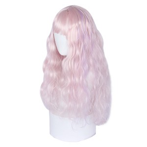 Unique Bargains Curly Wig Human Hair Wigs for Women 22" with Wig Cap Medium Long Hair - 1 of 4