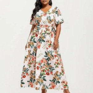 a line flowy maxi dress Flowy A-Line Maxi Dress – Women’s Clothing in Light Olive Frost & Mist / 3XL main image 1