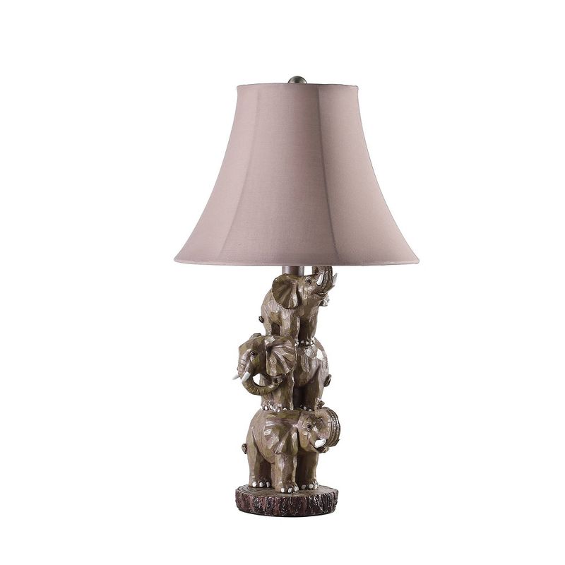21&#34; Wildlife 3 Stacked Elephant Polyresin Table lamp Brown - Ore International, 2 of 5