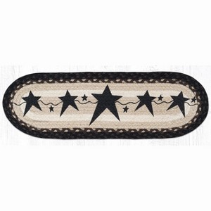 Earth Rugs Rustic Primitive Stars Black Oval Stair Tread – Lodge & Farmhouse Decor 27"x8.25" - 1 of 3