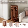 Lyngins 4-Piece Stackable Solid Wood Stool Set/Round Side Table, Bedroom Nightstand, Small End Table, Dining Stools (2 with Locking Wheels), Walnut - 4 of 4