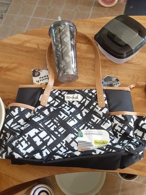 Medport 1354ffsc2947 Fit & Fresh Feline Fine Black & White Horizontal Stripe Soft Cooler Bag