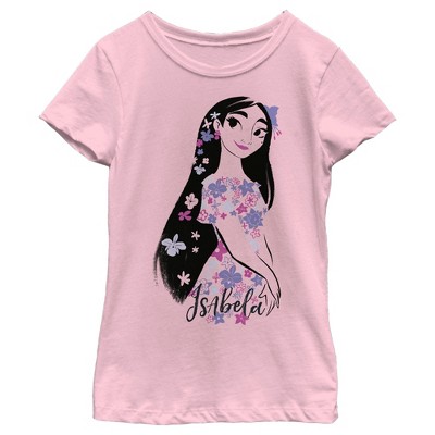 Girl's Encanto Isabela Portrait Magical Floral Powers T-Shirt - Light Pink  - Large