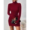 Women's Casual Sweater Dress Turtleneck Ribbed Bodycon Long Sleeve Mini Knit Dresses - 2 of 4