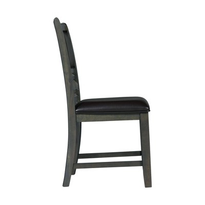 Transitional Slate-Gray Faux Leather Upholstered Side Chair Set