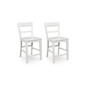 Signature Design by Ashley Chadworth Solid Wood Counter Height Barstool, Set of 2, White - 1 of 4