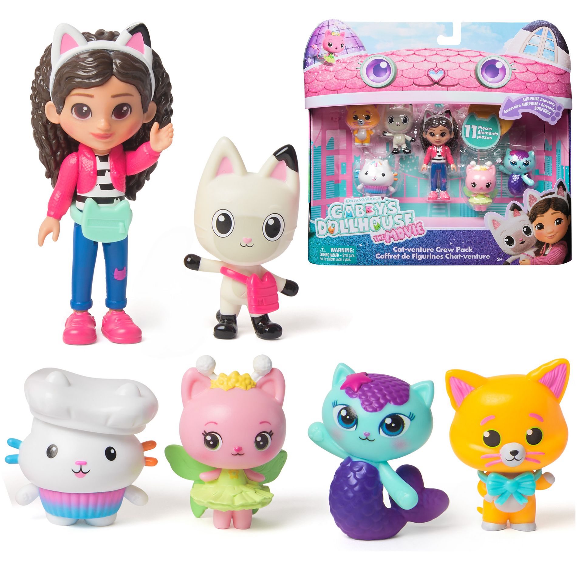 Gabby's Dollhouse: The Movie, Cat-Venture Crew Pack Figures & Accessories Set - 11pk