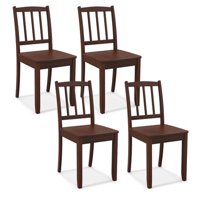 Tangkula Wood Dining Chair Set of 4 w/ Rubber Wood Legs Curved Backrest for Kitchen