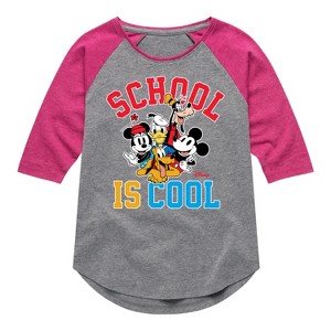 Girls' - Disney - School Is Cool Shirt Tail Raglan Graphic T-shirt - 1 of 4