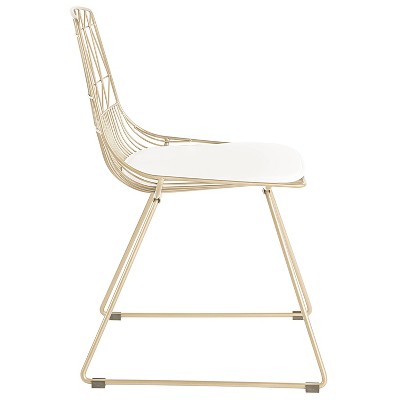 Gold Metal Faux Leather Upholstered Side Chair