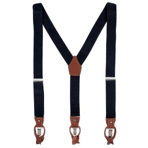 CTM Men's Elastic and Leather Suspender Gift Set with Clip Button and Swivel Ends - 1 of 4