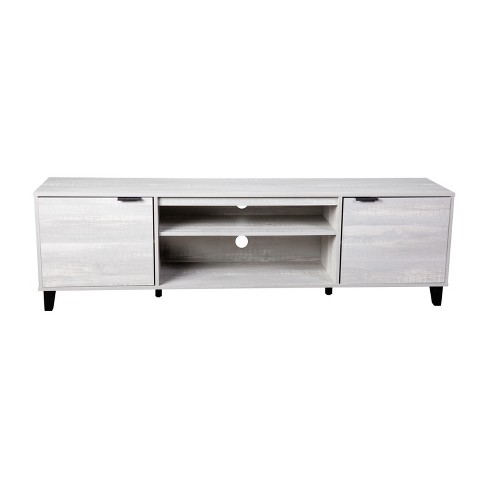 Merrick Lane Gray Finished 70 Mid-Century Modern TV Stand with Adjustable  Open Shelves and Two Doors for TV's up to 60