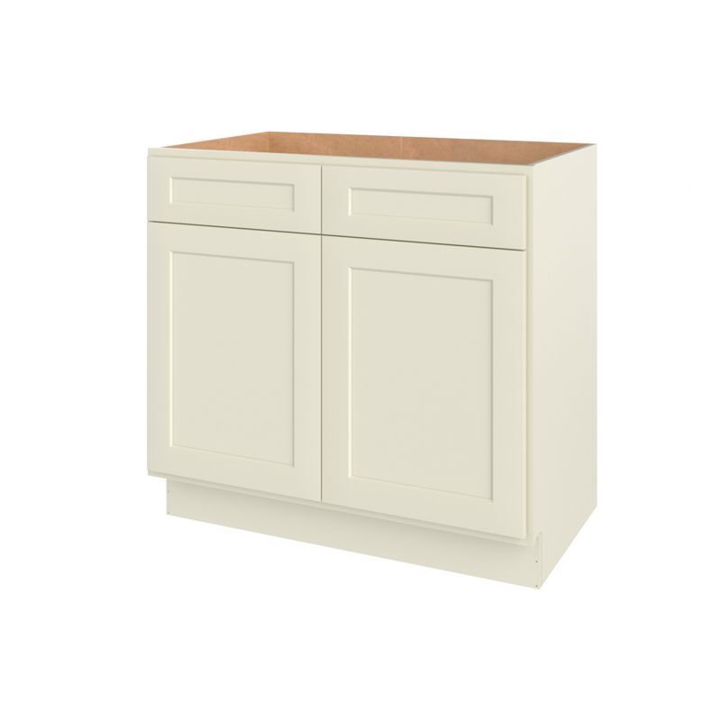 HOMLUX 36 in. W  x 21 in. D  x 34.5 in. H Bath Vanity Cabinet without Top in Shaker Antique White, 3 of 7