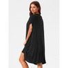 cheibear Women's Cotton Chest Pleat Design Loose Short Sleeve Cozy Nightgowns - 4 of 4