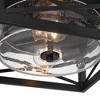 Franklin Iron Works Drake 12" Modern Industrial Flush-Mount Ceiling Light Fixture Kitchen Foyer Hallway Round 2-Light Black Seeded Glass Bedroom - image 3 of 4