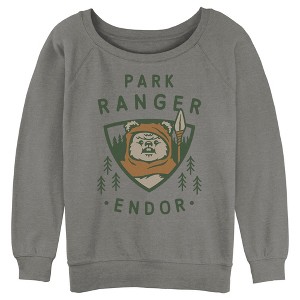 Juniors Womens Star Wars Park Ranger Endor Ewok Badge Sweatshirt - 1 of 3