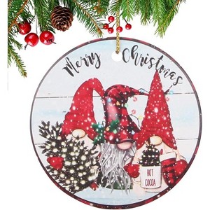 Lomsoe Gnome Christmas Ornaments Tree Decor Ceramic Christmas Tree Ornament Decorated Xmas Tree Round Gnome Ornament Decor - 1 of 1