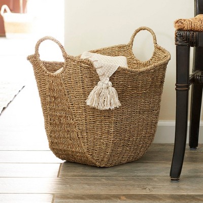 Natural Brown Seagrass Oval Woven Storage Basket