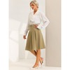 Allegra K Women's Pleated Button Decor High Waist Casual Office Swing Midi Skirts - 4 of 4