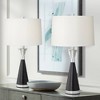 Pacific Coast Lighting Ella 27 1/2" Tall Modern Luxe Table Lamps Set of 2 Black Silver Metal Crystal White Shade Living Room Bedroom Bedside House - 2 of 4