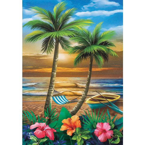 Briarwood Lane Sunset in Paradise Garden Flag Nautical Tropical Palm Trees  18