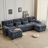 119'' Chenille U-Shaped Sectional Sofas with 2 Ottomans, 4-Position Adjustable Backrest and 4 Throw Pillows - 2 of 4