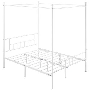 Yaheetech Metal Canopy Platform Bed Frame with Headboard and Footboard and Slatted Structure - 1 of 4