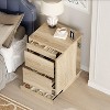 Famapy Light Oak Nightstand with Side Sliding Door,NFC Lock & Foot - Kick Drawer,3-in-1 Coffee Table,Side Table for Bedroom & Living Room - 2 of 4
