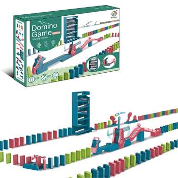 Ready! Set! Play! Link Domino Train Set Marble Theme with Lights and Sound Auto Domino Place Setter For Kids Of All Ages - 120 Pieces