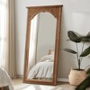 MAYEERTY Full Length Mirror Solid Wood Inner Arch Carved Right Angle Brown 71x35x2in No Stand - 2 of 4