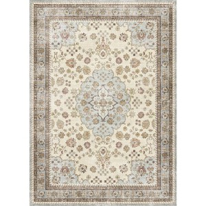 Vintage Floral Medallion Area Rug - Traditional Oriental Style Floor Carpet for Living Room & Bedroom - 1 of 3
