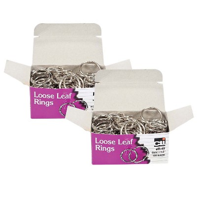 CLI Loose Leaf Book Rings 1-1/2" Capacity Silver 100 Per Box 2 Boxes CHLR49-2