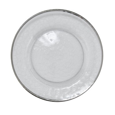 Split P Metallic Rim Glass Dinner Plate - Silver