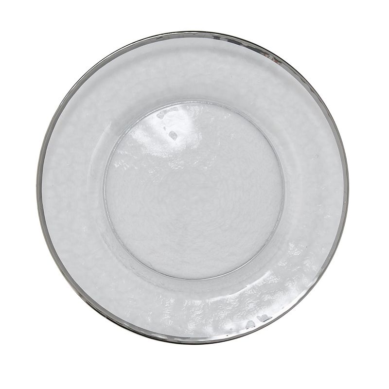 Split P Silver Metallic Rim Glass Dinner Plate Set of 4, 1 of 4