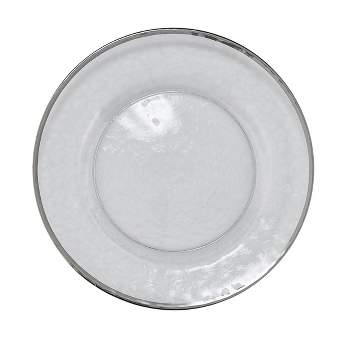 Split P Silver Metallic Rim Glass Dinner Plate Set of 4
