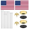 Yescom 2 Pack 8 Ft Sectional Flag Pole Kit Gold Eagle Finial 3x5 Ft  US Flag Indoor Silver - 3 of 4