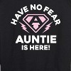 Women's - Instant Message - Have No Fear Auntie Is Here Lightweight French Terry Wide Neck Long Sleeve Graphic Shirt - 2 of 4