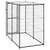 Dog Kennel Black and silver Powder-coated steel, PE vidaXL - 4 of 4