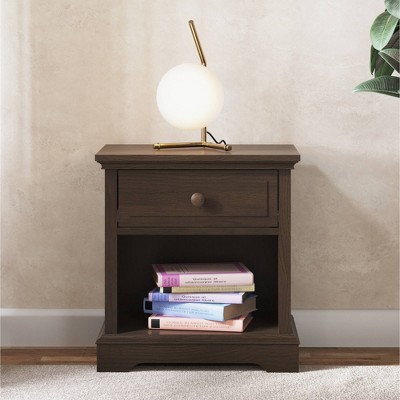 Slate Gray Universal 1-Drawer Nightstand with Open Shelf