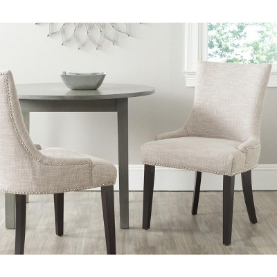 Gray Linen Upholstered Parsons Dining Chairs, Set of 2
