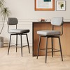 Set of 2 Swivel Bar Stools, 360¡ã Rotating Leather Cushioned Bar Chairs with Sturdy Iron Legs, Modern Design for Kitchen - 4 of 4