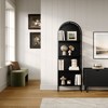 Stead 4 Tiered Black Arched Bookshelf Bookcase - Stylish, Modern Home Decor - Wooden Open Arched Cabinet with Shelves - 2 of 4