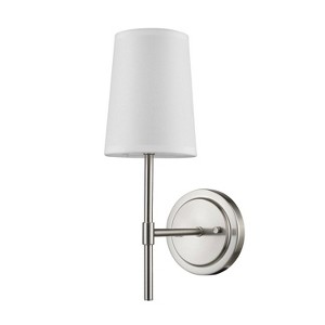 1-Light Clarissa Wall Sconce with Fabric Shade White - Globe Electric - 1 of 4