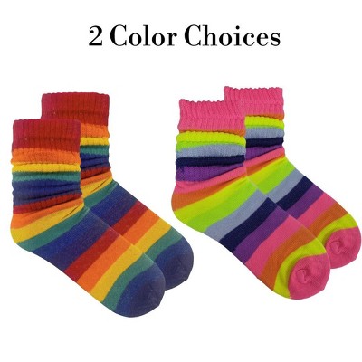 Rainbow Slouch Socks the Sock Panda (Women's Sizes, Adult Medium) - Midweight