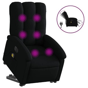 vidaXL Electric Stand up Massage Recliner - Black Fabric Power Lift Armchair with Vibration, Adjustable Footrest/Backrest - 1 of 4