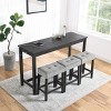 4 Piece Bar Table Set with Power Outlet,Bar Table and Chairs Set,Dining Table Set,Industrial Breakfast Table Set-Maison Boucle - 3 of 4