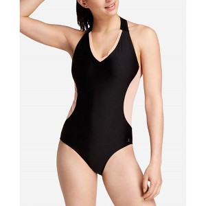 Women's V-Neck Racerback Mesh Leotard One Piece Swimsuit - Danskin - 1 of 3