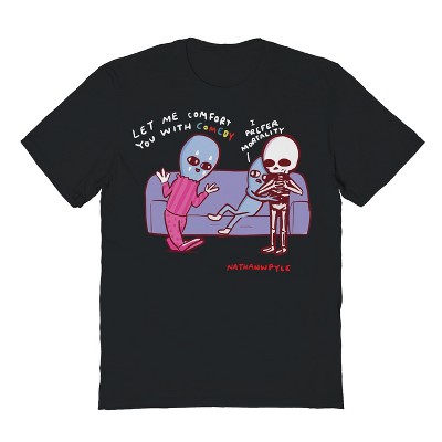 Rerun Island Men's Strange Planet Special Product: Prefer Mortality Halloween Short Sleeve Graphic Cotton T-Shirt