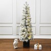 LuxenHome 4.5Ft Pre-Lit Snow-Flocked Artificial Tree Potted Green - 4 of 4